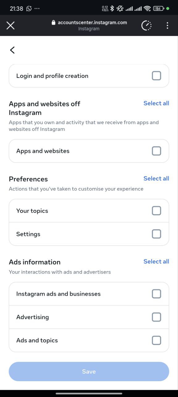 Step 9: After clearing all options