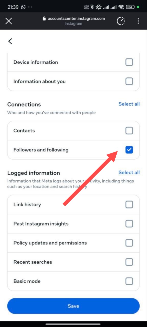 Step 10: Instagram Settings Menu
