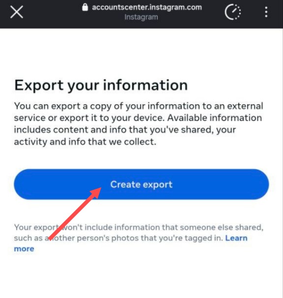 Step 5: Instagram Settings Menu