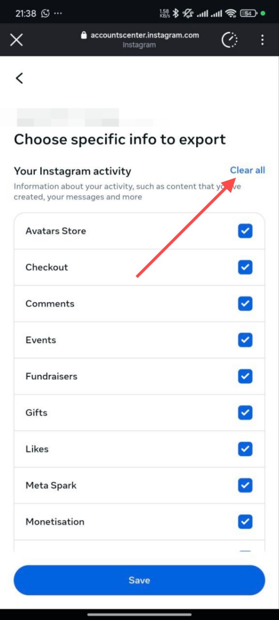 Step 9: Instagram Settings Menu